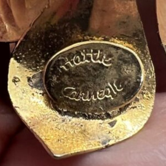 HATTIE CARNEGIE Vintage FLOWER BROOCH Pin Red Enamel Costume Jewelry - Picture 7 of 9